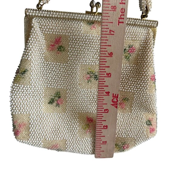 VTG Lumured Petite Bead Embroidered Floral Beaded Handbag Purse Bag Evening - Picture 8 of 9
